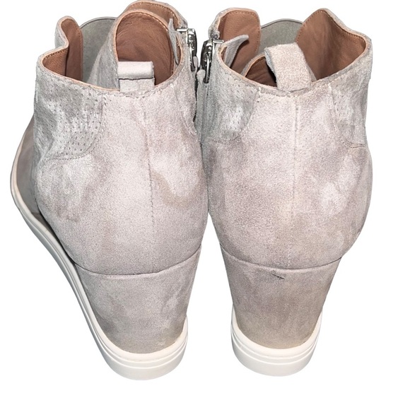 Linea Paolo Felicia Gray Perforated Suede Wedge Sneaker Booties - Picture 2 of 10